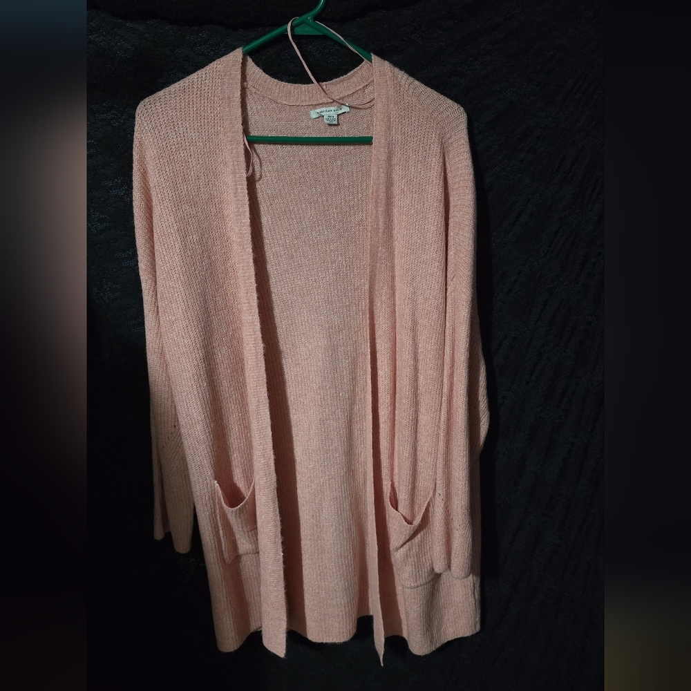 American Eagle Pink Open-Front Sweater Cardigan